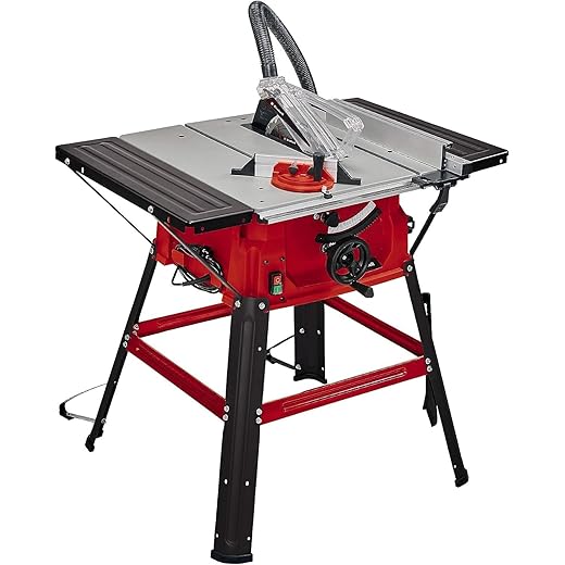 Einhell-tafelzaag TC-TS 2025/2 U, max. 2000 watt, verstelling hoogte/helling van het precisiezaagblad, scheuraanslag, hoekaanslag +/- 60 °, contactvlak links/rechts, Rood, Zilver