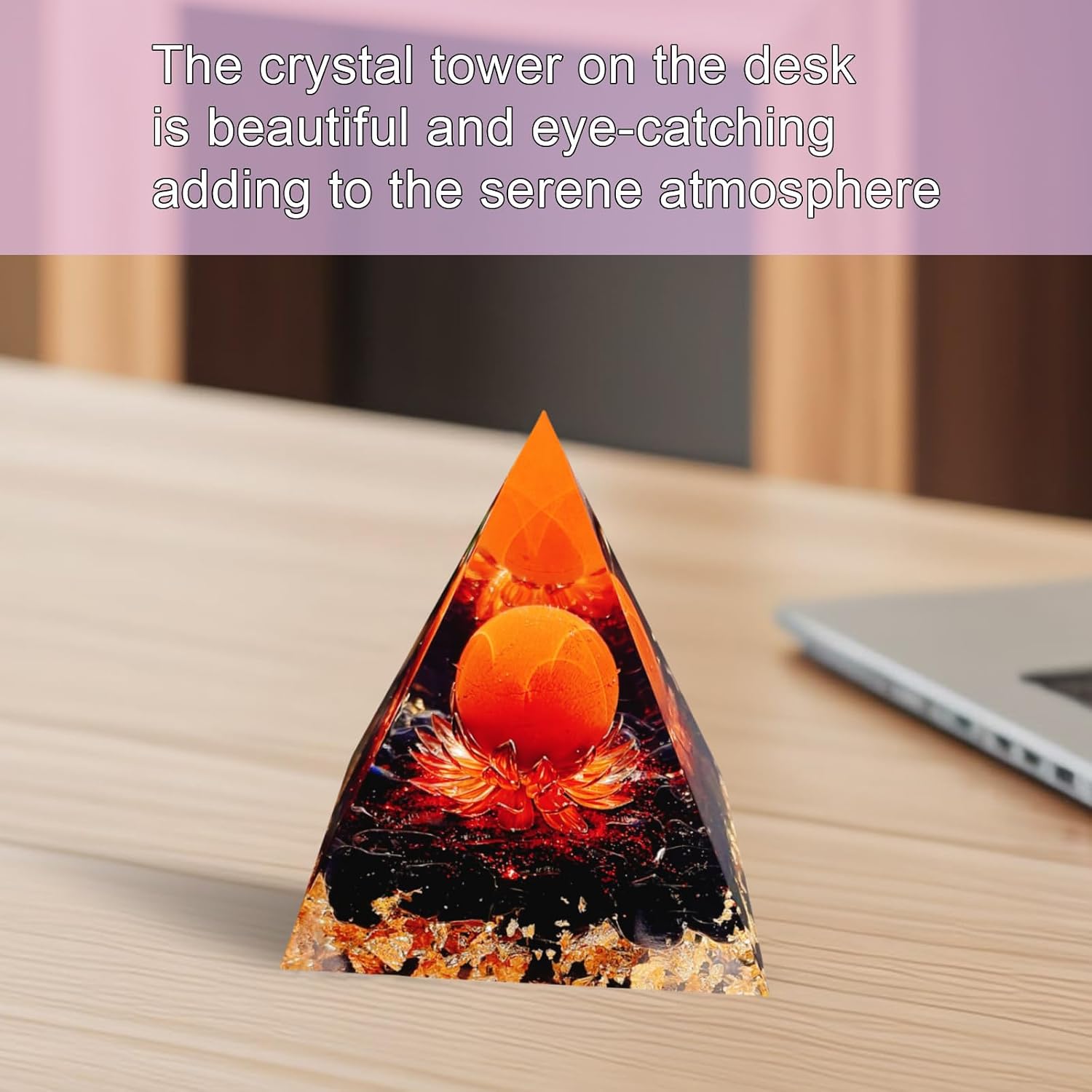 Orgonite Pyramid,Crystal Pyramid,Obsidian&Rainbow Stone(6cm) image 5