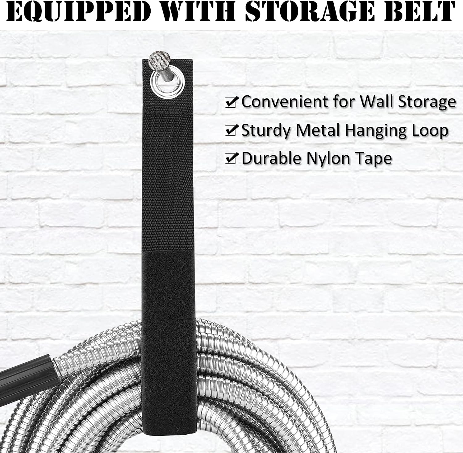OnBrand 50FT Metal Garden Hose with Sprayer Nozzle - Stainless Steel Hose image 2