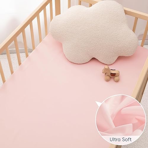 Miniatura 4 de PHF - Juego de 3 sábanas suaves para cuna, paquete de mariposas, para niñas, ajuste universal sin deslizamiento para Pack N Play, Playard, colchones