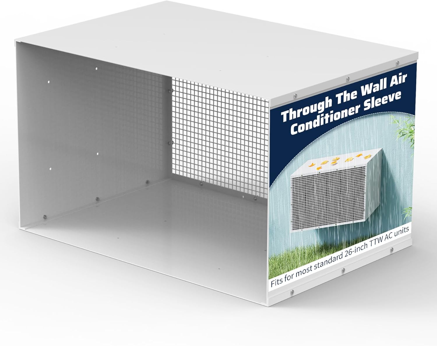 Through The Wall AC Wall Sleeve, Air Conditioner Wall Sleeve Covers with Exterior Grille, Thickened Sleeve for All Standard 26 Inch Through The Wall Air Conditioner Units, Easy Installation