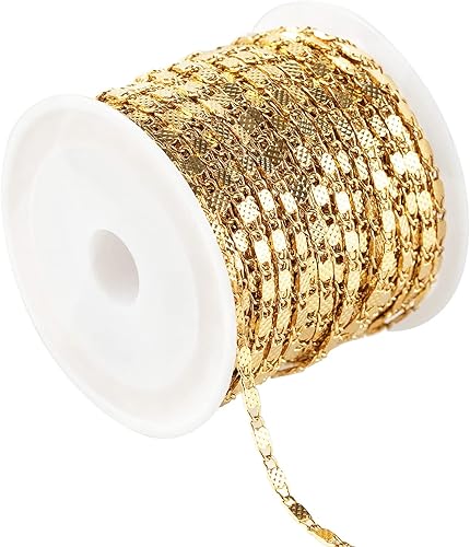 Miniatura 8 de Cadena de eslabones de latón chapado en oro de 16.4 pies con carrete para hacer joyas, manualidades, suministros para hacer pulseras y manualidades