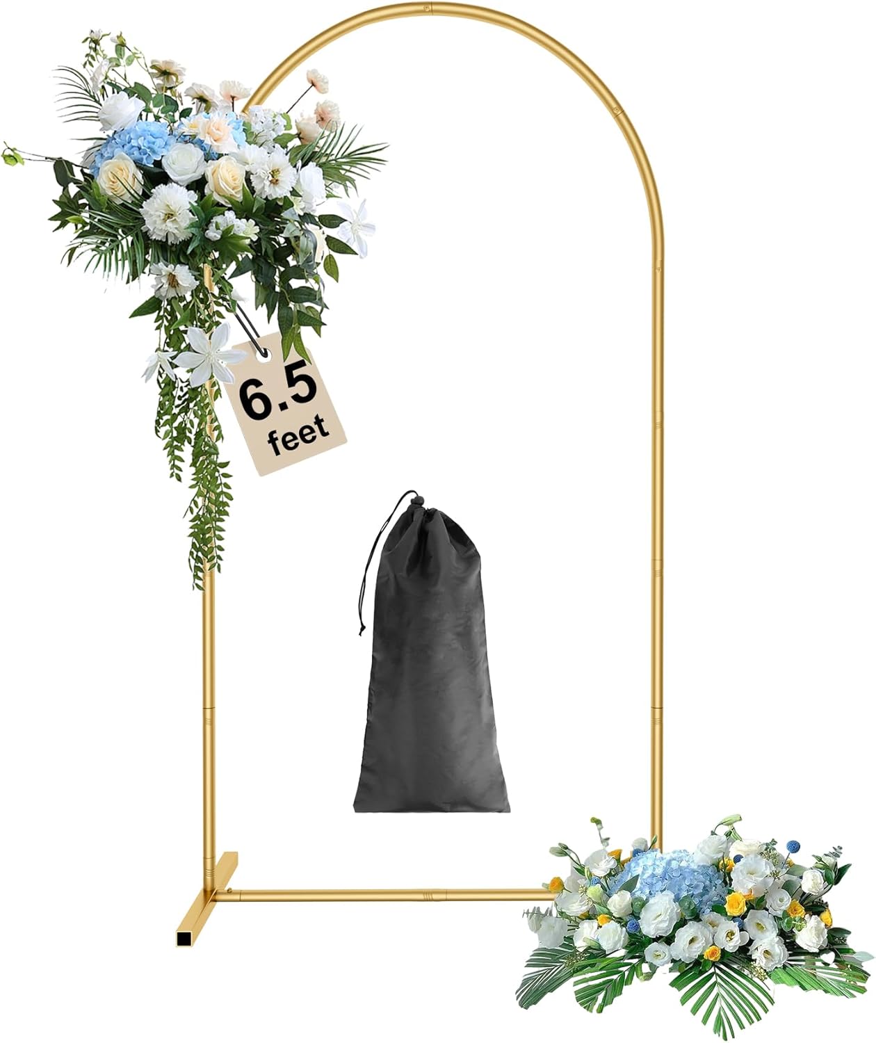 Wingedbird 6.5ft Gold Door Arch Frame Metal Wedding Flower Arch Balloon Backdrop Stand with Storage Bag, Easy to Assemble for Bridal Baby Showers, Ceremony, and Birthday Party Decoration