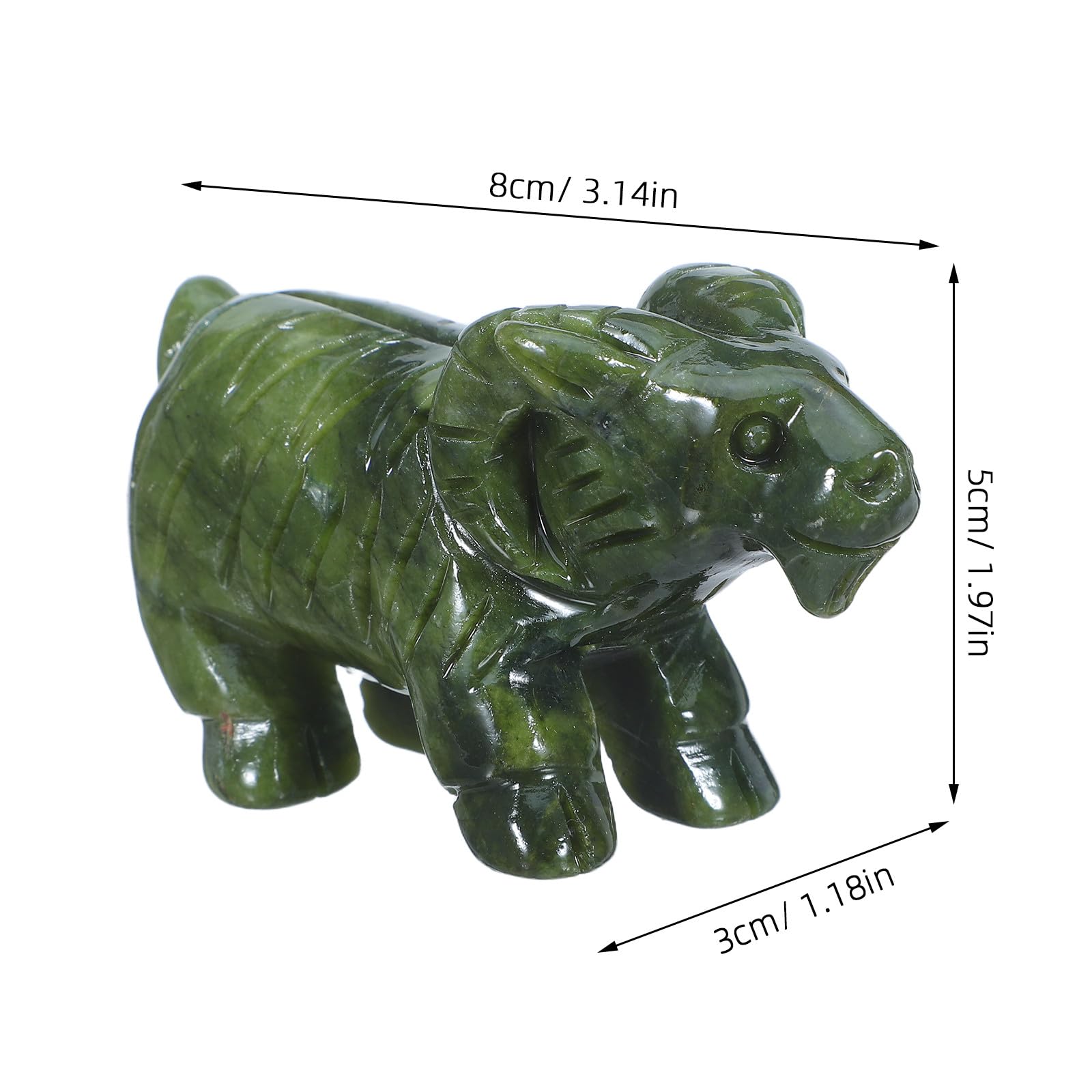 Jadeitowa figurka barana: figurka owcy w stylu Feng Shui – chińska rzeźba zodiaku przynosząca szczęście i sukces – ręcznie wykonana zwierzęcia z jadeitu na półkę biurkową i do wystroju