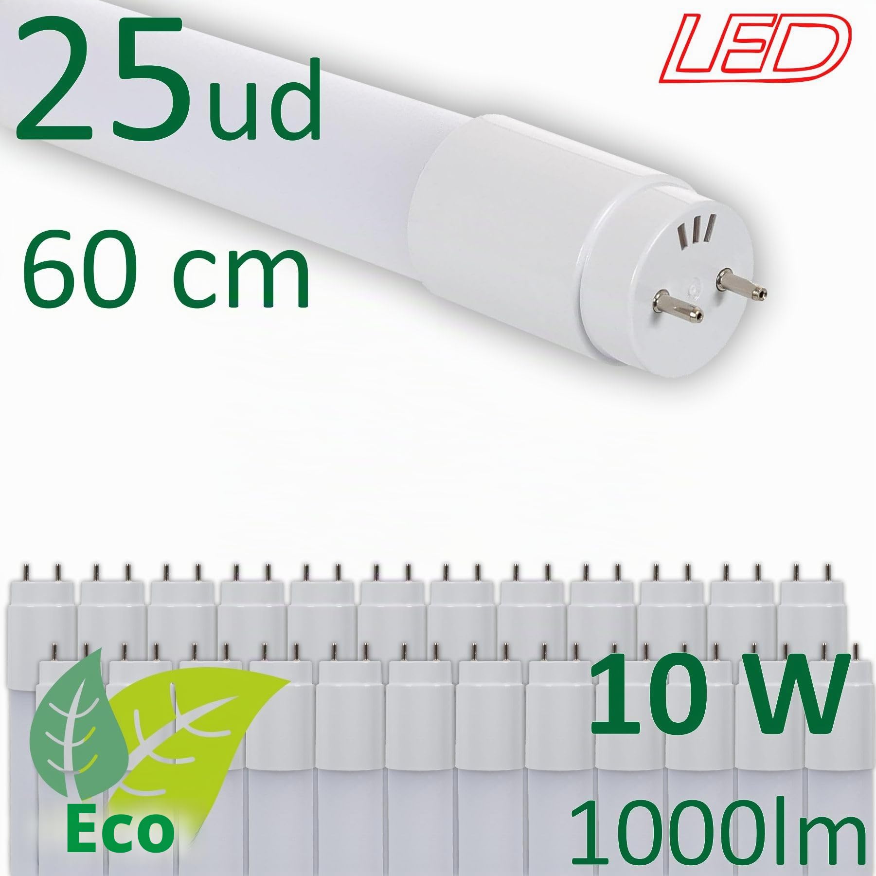 VZLED - Tubo fluorescente LED 60 cm T8 10W, Tubo LED 60cm, LED T8, Blanco Frío 6500ºk (Pack 25)