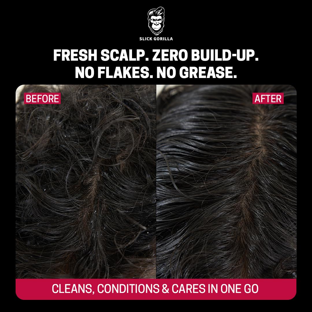 Slick Gorilla Scrub per Cuoio Capelluto con Sale Marino Detergente Esfoliante per Capelli Grassi e Accumuli Scrub Profondo e Trattamento Detox per Radici Fresche e Capelli dall’Aspetto Sano