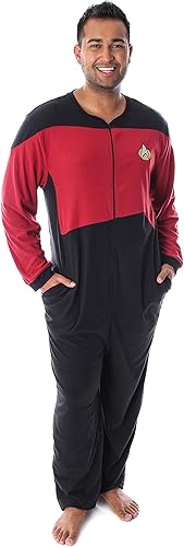 INTIMO Star Trek - Traje de una pieza para hombre, de la próxima generación, TNG Picard, Comando, Rojo -