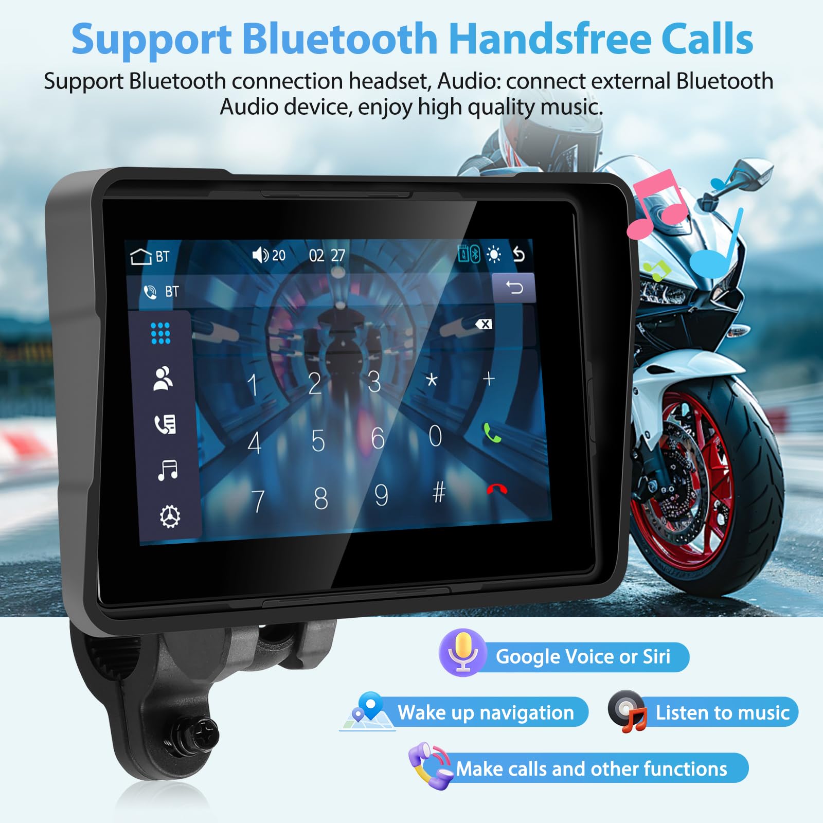Amazon.com: Motorsi 5 Inch Portable Motorcycle Smart Player Radio 