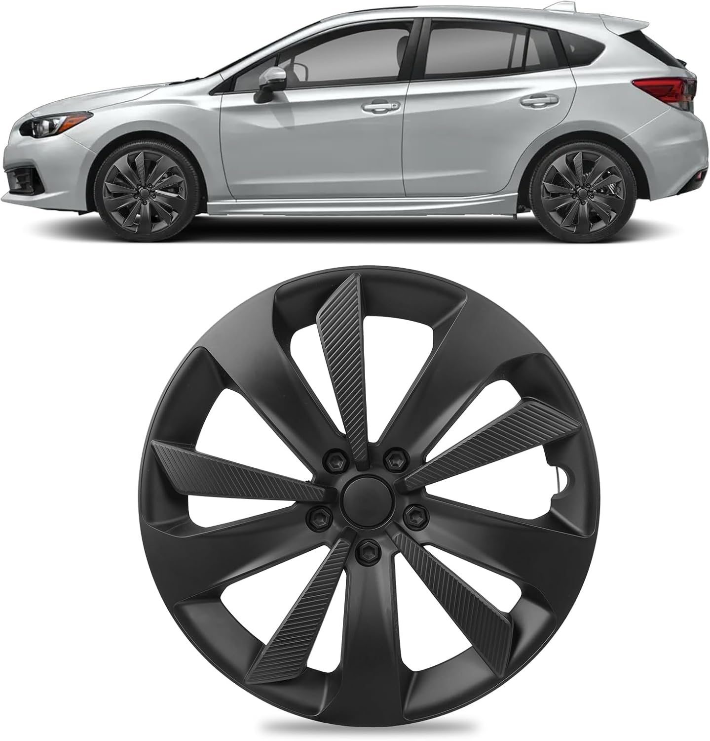 Hubcap Wheel Hub Cover for Subaru Impreza 2017 2018 2019 2020 2021 2022 2023 Accessories, OEM Style Custom Replacement Wheel Cap Tire Hub Lossless Installation Hub Cap, Matte Black 16 Inch 1PC