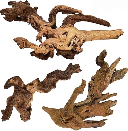 Tfwadmx Decoración de acuario de madera flotante natural, ramas de madera de 7 a 9.5 pulgadas, decoración de pecera, hábitat de reptil, surtido de