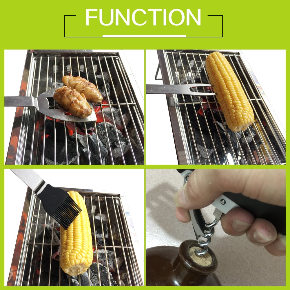 Milioni di fonte Portable 5-in-1 Multifunzionale Utensili Barbecue con Manico Rimovibile Design per Esterni