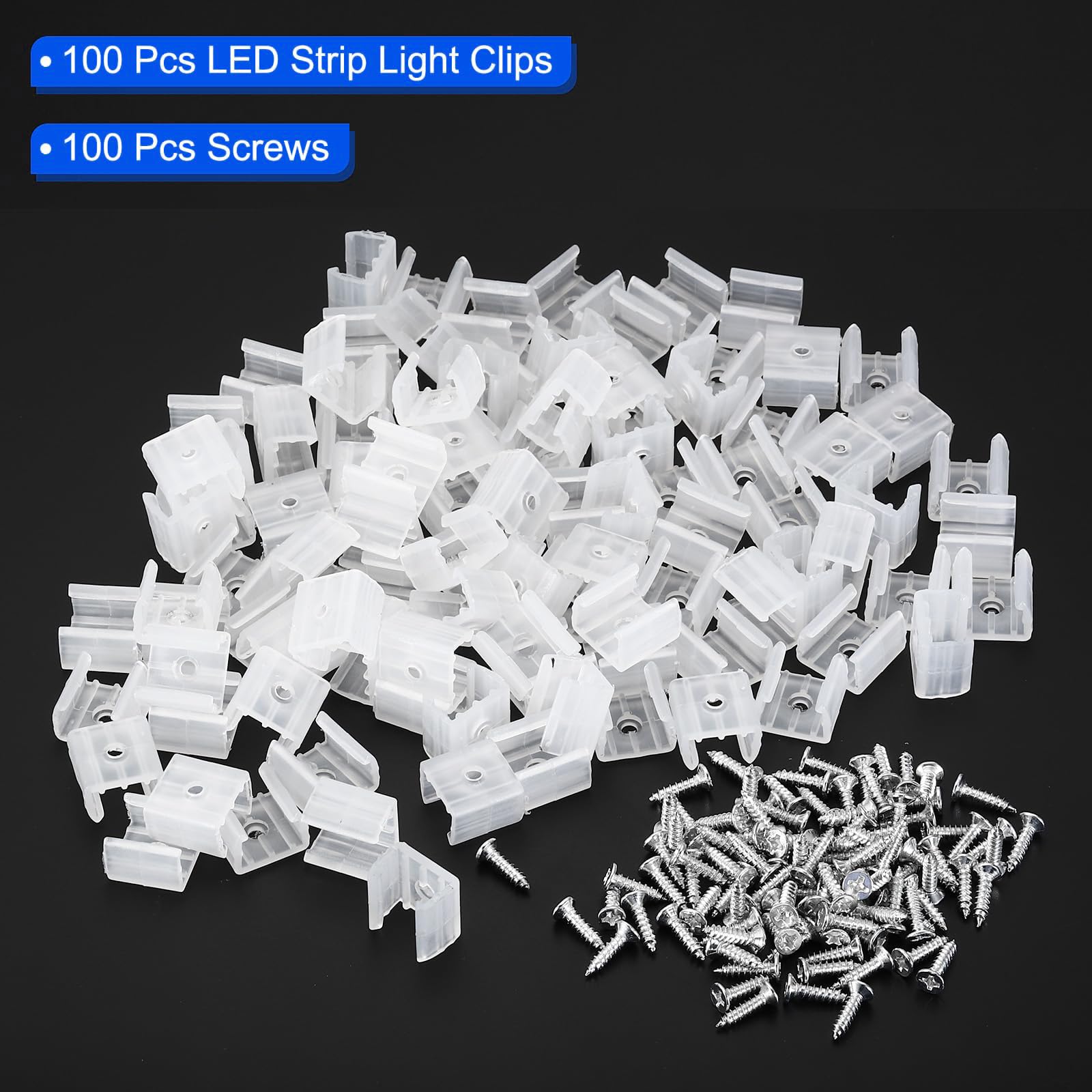 MACHSWON LED Strip Light Clips 100Pcs Mounting Bracket Fixing Clips Plastic Clamp Holders with Screws for 10mm-12mm Neon RGB Light Cable Ribbon Translucent - Image 3