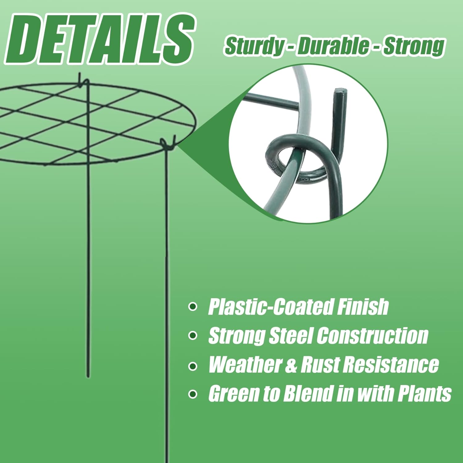 Peony Cages and Supports 6Pcs Peony Support 12x18'' Grow Through Plant Supports with 3 Legs Tomato Cages Flowers Support Rings Hoops for Rose, Tomato, Orchids, Décoration de Jardin