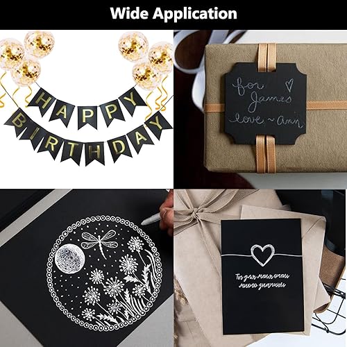 Miniatura 6 de 25 hojas de papel de cartulina negra de 8.5 x 11 pulgadas, 8.82 ozm92 libras de grosor, papel de construcción negro para tarjetas de bricolaje,