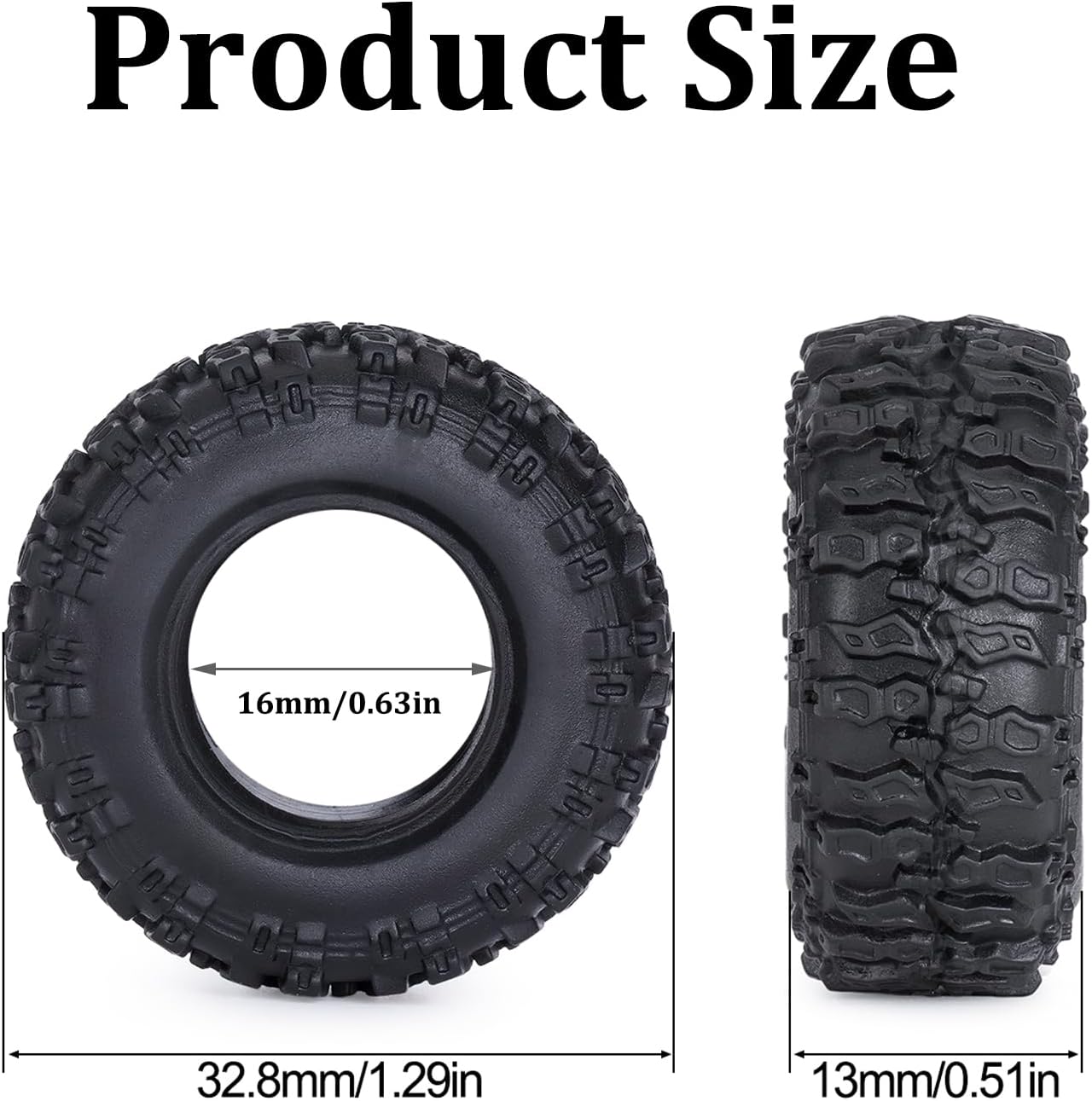 0.7'' Tires OD 33mm*13mm For RC Axial SCX30 1/30 RC Crawler (Tires)