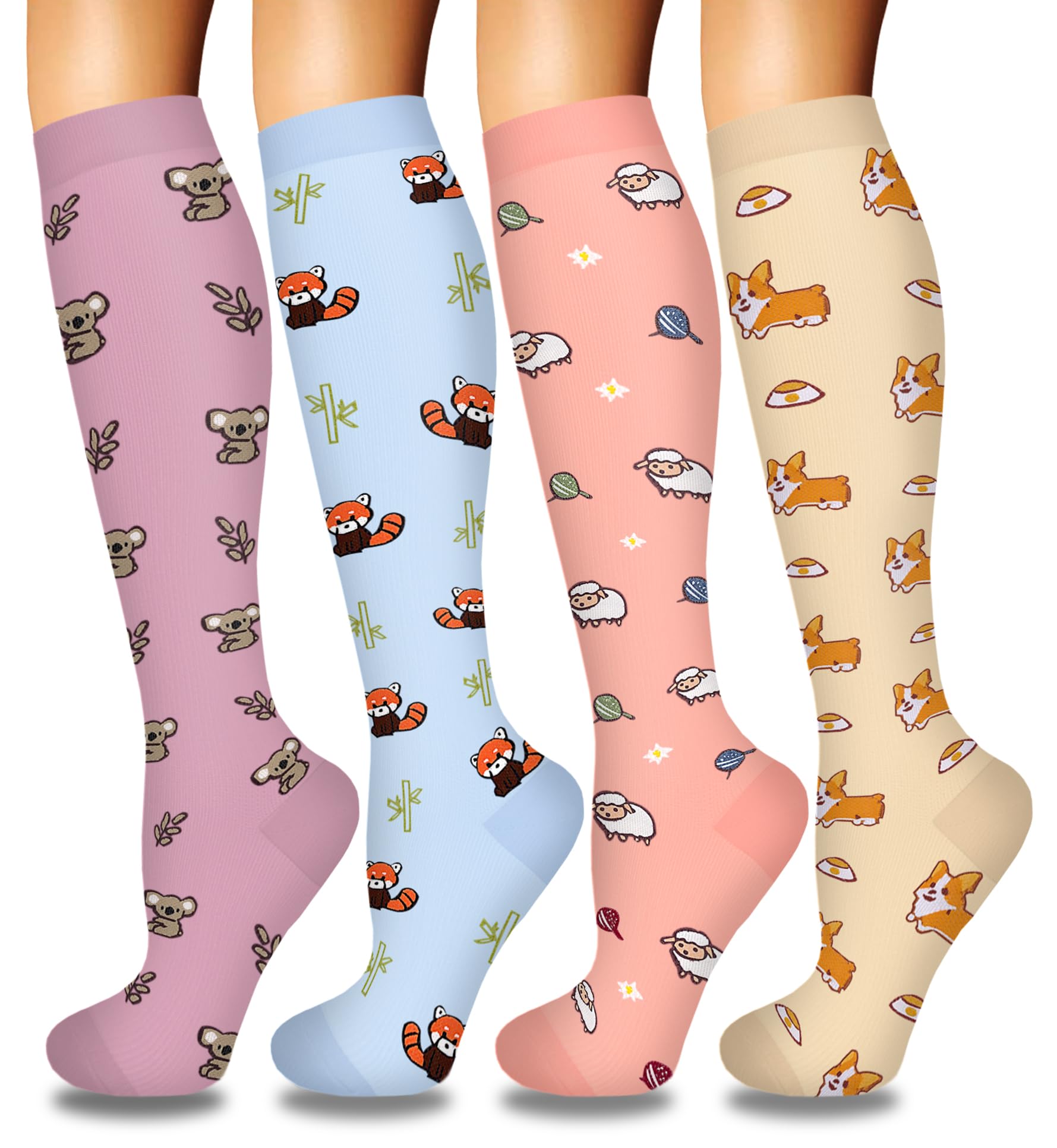 4 Pairs Compression Socks for Women Circulation-Best Support for Nurses,Running,Athletic,Travel
