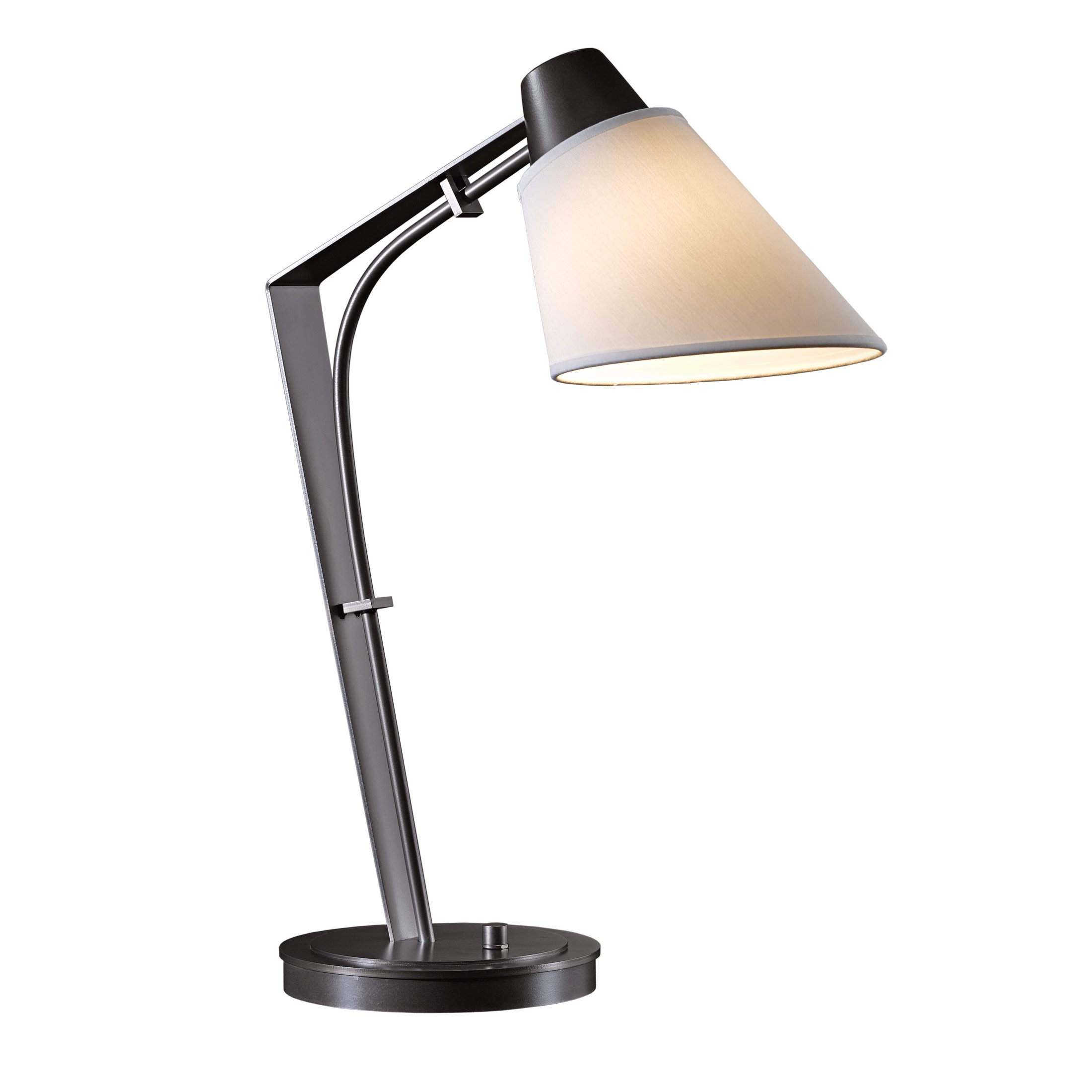 Hubbardton Forge Reach Table Lamp Natural Anna Shade Vintage Platinum Finish