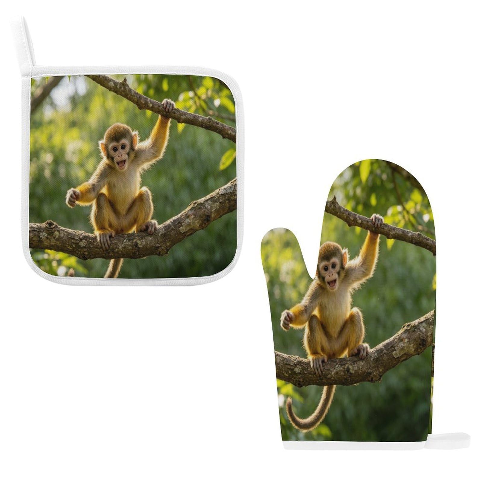 Fodpand Style Cute Monkey Oven Mitts And Pot Holders Sets