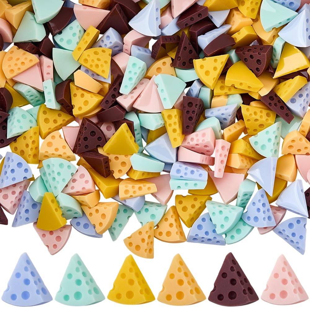 Cabujones triangulares de tarta en 6 colores de resina ligera con base plana para pegar