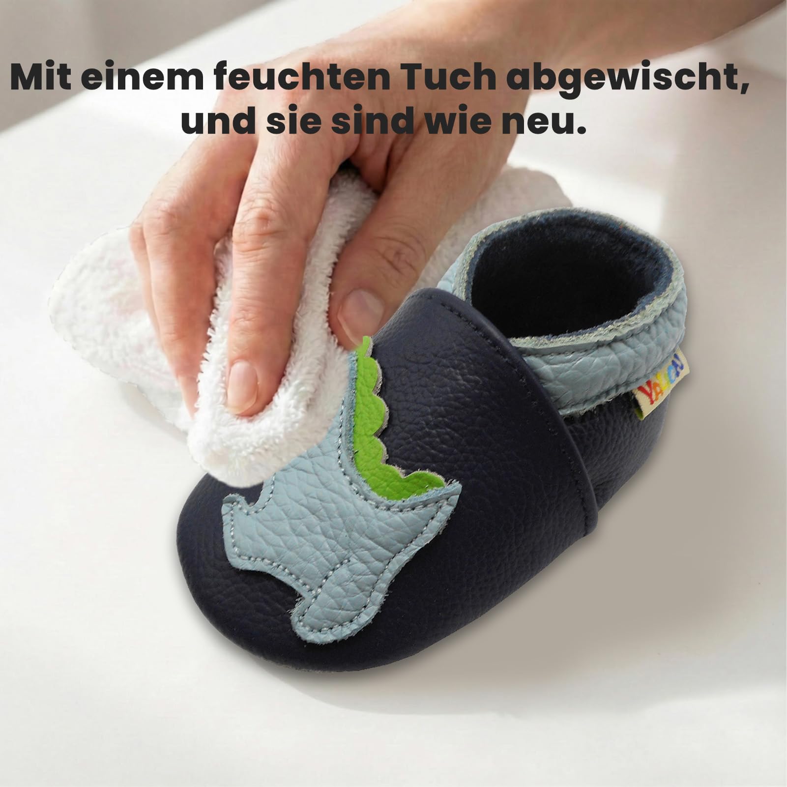 YALION Chłopce buty do raczkowania dla dziewczynek i małych dzieci, miękka skóra, buty do nauki chodzenia, kapcie dla niemowląt z zamszowymi podeszwami, różne style