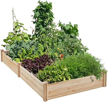 Yaheetech 8×4ft Wooden Horticulture Raised Garden Bed Divisible Elevated Planting Planter Box for Flowers/Vegetables/Herbs in Backyard/Patio Outdoor, Natural Wood, 93 x 48 x 10in