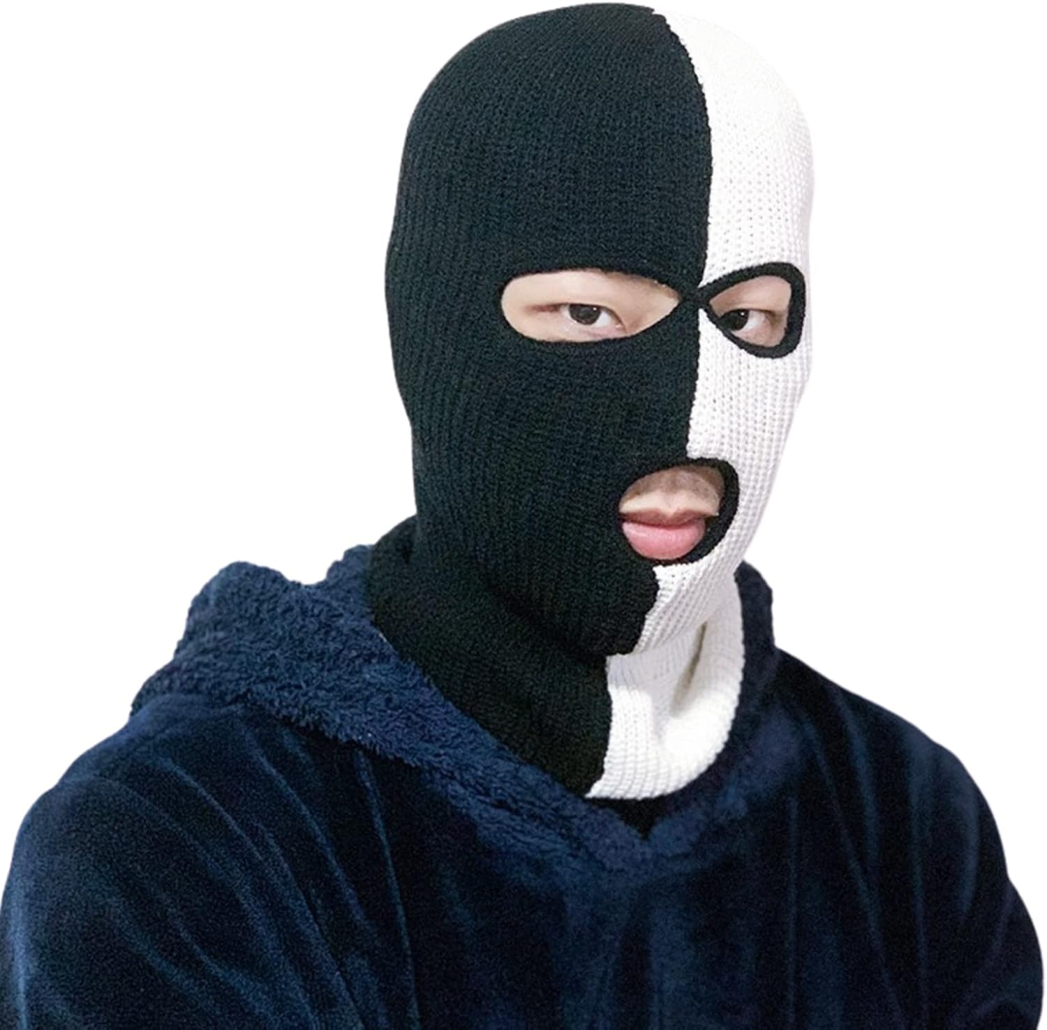 3-Hole Two Color Knitted Hats Ski Mask Balaclava, Full Face Mask for Cycling/Skiing Winter Outdoor Sports, 2 Pairs