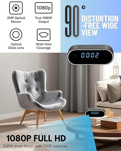 Miniatura 2 de Mini cámara 1080P HD inalámbrica de seguridad para interiores con control de aplicación, pequeña cámara con detección de movimiento, visión