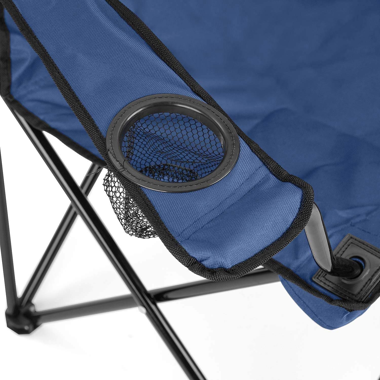 R RUNILEX Polyester Portable Folding Camping Collapsible Big Chair with Arm Rest Cup Holder and Carry Bag for Camping Travelling Lawn Patio Fishing Garden (Navy Blue) 4