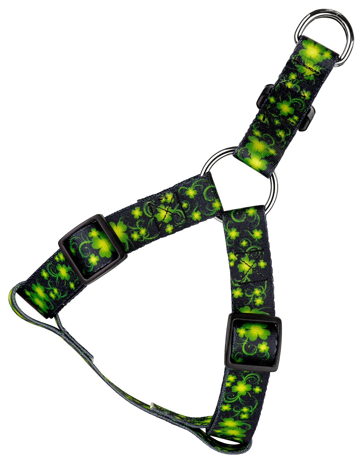 Country Brook Petz - Clovers in The Wind Step-in Dog Harness - Irish Pride Collection Featuring Lucky Designs (1 Inch, Large)