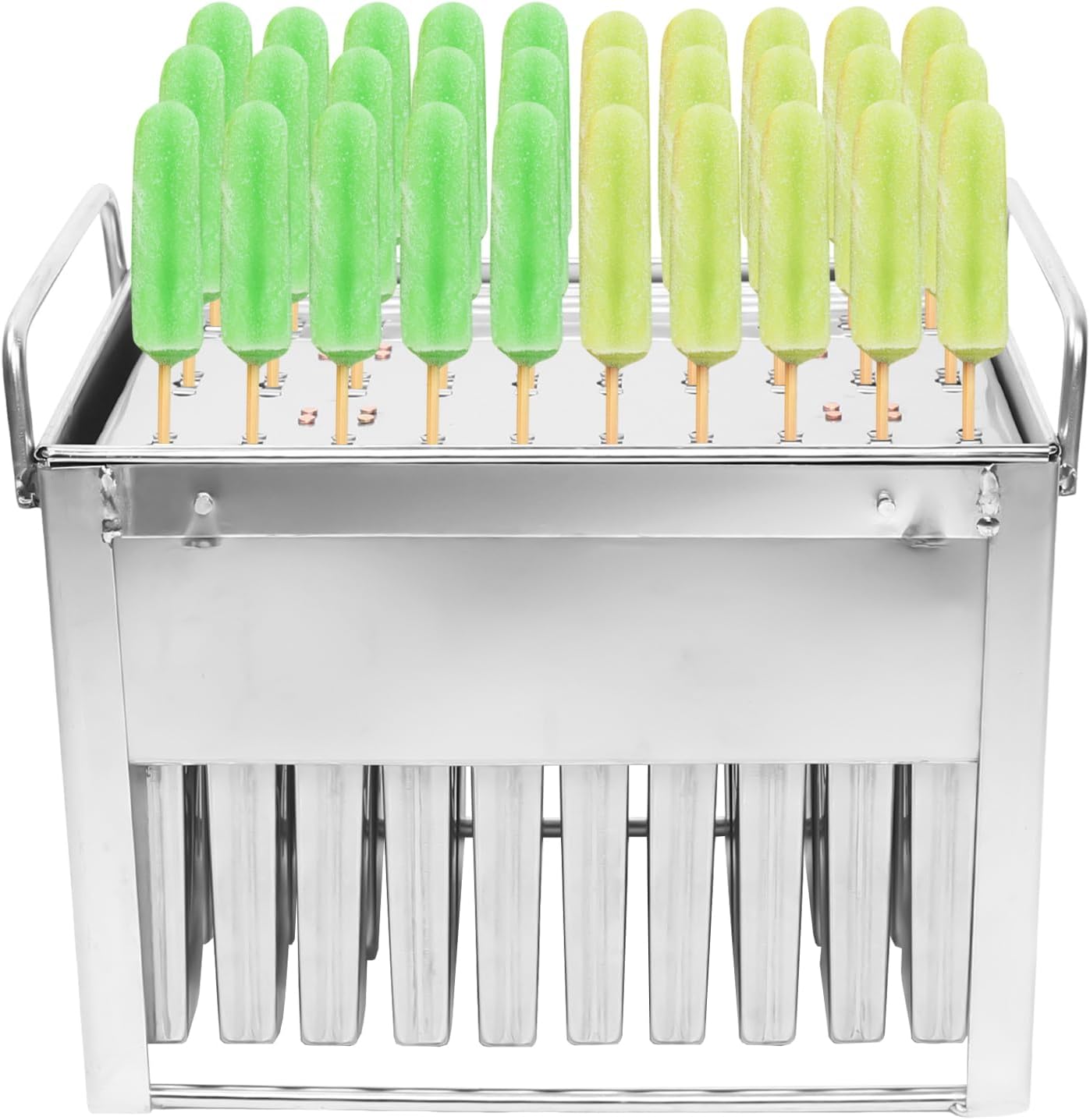 30 Pcs Stainless Steel Ice Cream Pop Molds, Frozen Ice Lolly Maker with Lid, Single Cup Capacity 115g/0.25lbs, with 2 Pack Ice Lolly Sticks+Cleaning Brush