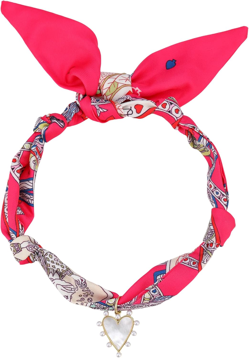 Scarf Necklace with Charm,Bandana Necklace with Dainty Pendants Adjustable Choker J...