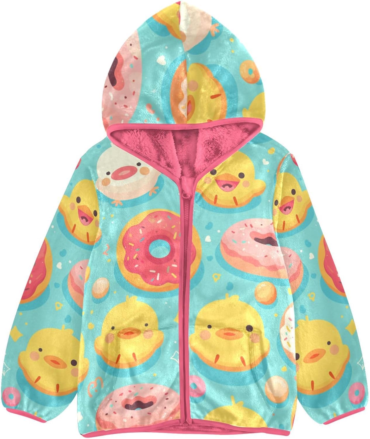 GuoChe Donut Plums Girls Sherpa Jacket With Hood