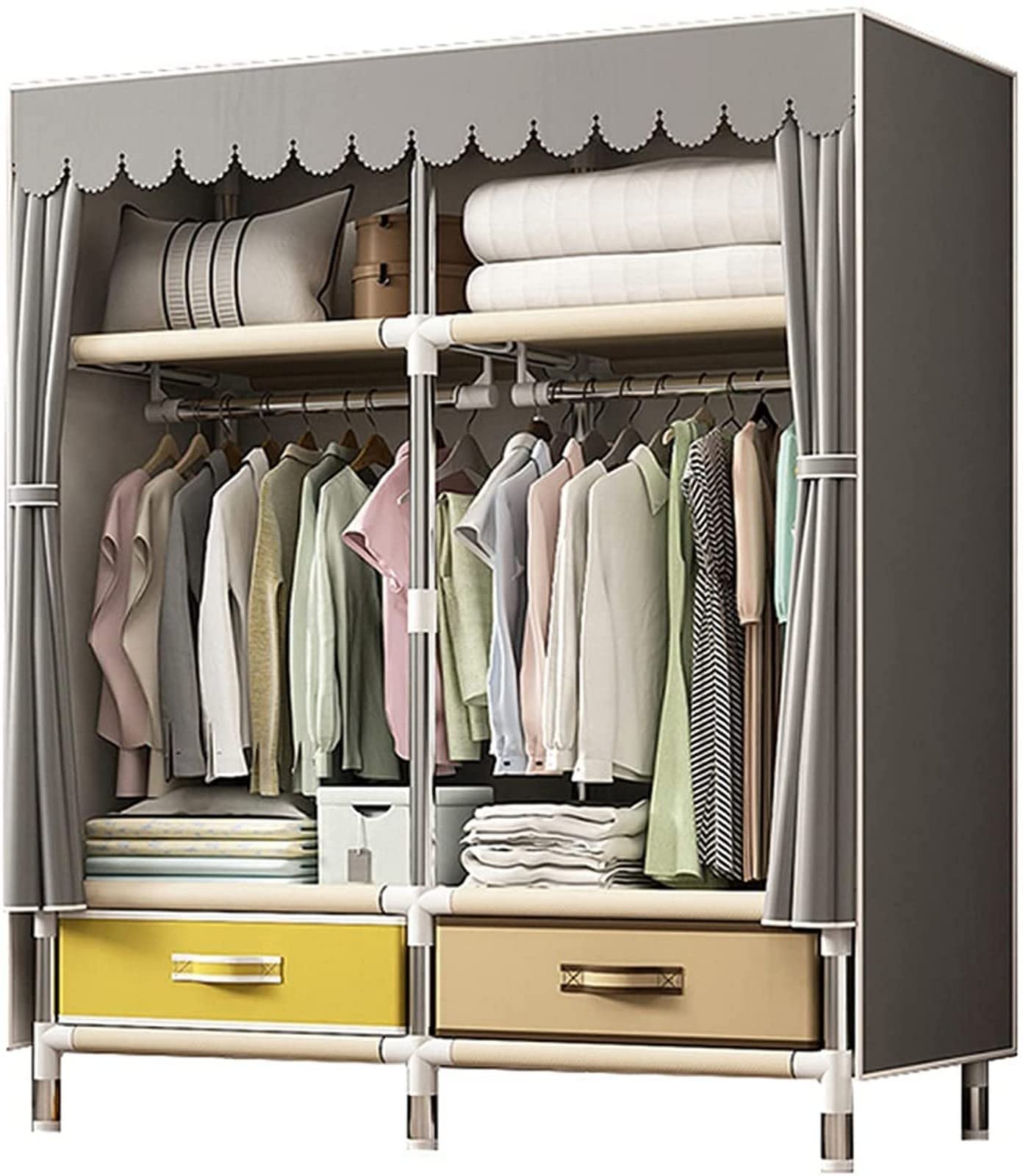 Armoire portative en tissu avec tiroirs pliants multifonctions de rangement | 170x45 cm