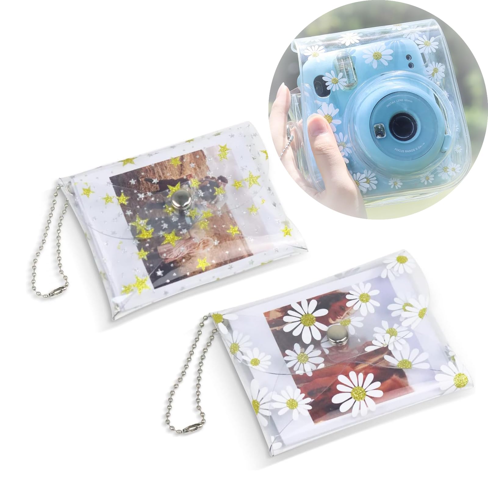 Sponsored Ad – NALACAL Mini Photo Case Pouch for Fujifilm Instax Mini 99/12/11/9/8/7/7+/EVO/SQ Instant Camera Films Vogue Clear Picture Holder Bag (Star & Daisy)