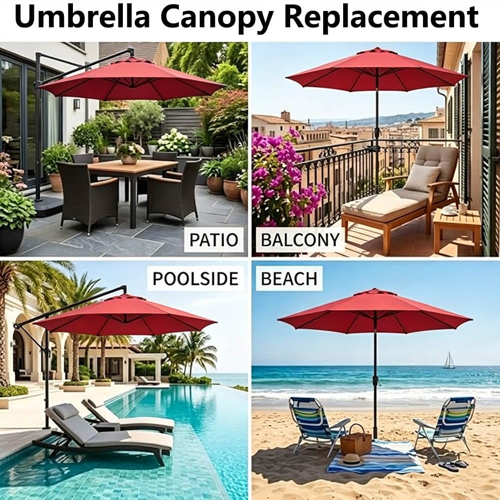 Wymienna Czasza Parasola Ogrodowego 200/250/270/300 cm, 8 Żebrami Zapasowy Pokrowiec na Parasol na Balkon, Taras