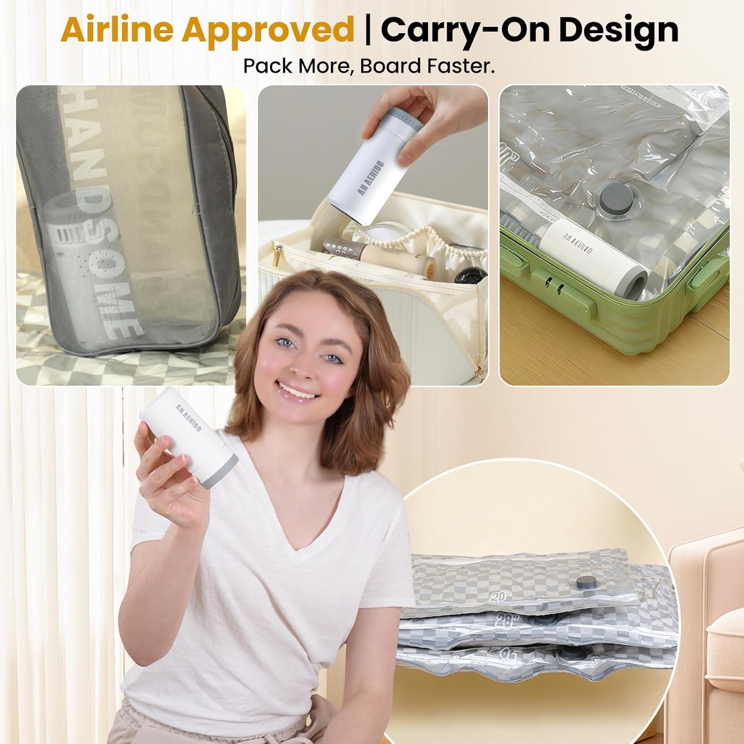 Vacuum Bags for Travel with Rechargeable Digital Display air Pump,15 PCS Combo Travel Size Vacuum Seal Bags for Luggage and Suitcase,Space Saver for Clothes,Home Storage - Image 5