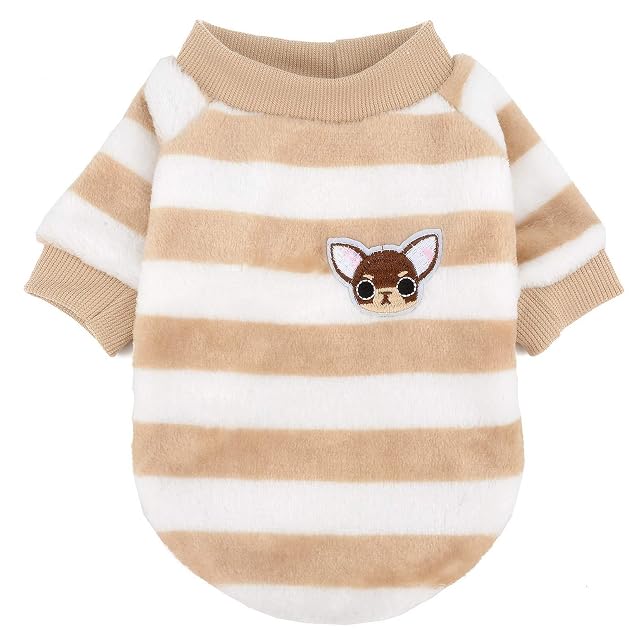Foto 5 de 8 de ZUNEA Jerséis Invierno para Perro Pequeño Forro Polar Invierno Abrigos Chaquetas para Cachorros a Rayas…