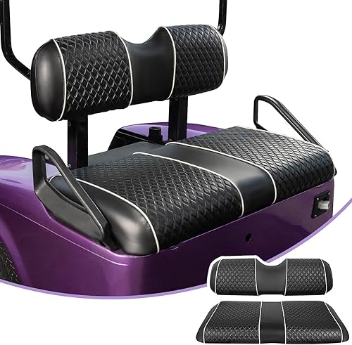 NOKINS Fundas de asiento de carrito de golf para EZGO TXT 1994-2013 OEM ordinario cojín de asiento delantero delantero, respaldo, fundas de asiento