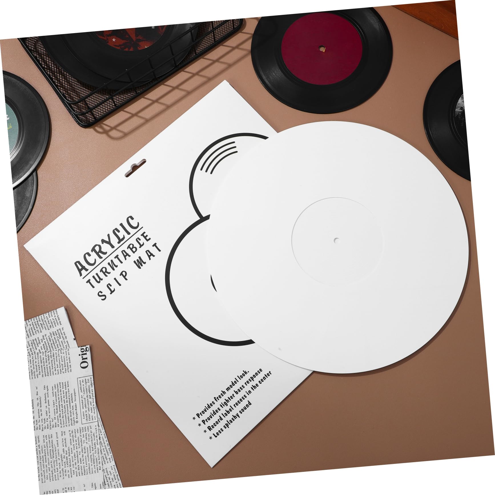 Alfombrilla Acrílica Antiestática y Que Reduce Vibraciones para para Tocadiscos de 12 Pulgadas Complemento Adecuado para Discos de Vinilo y Plato Giratorio