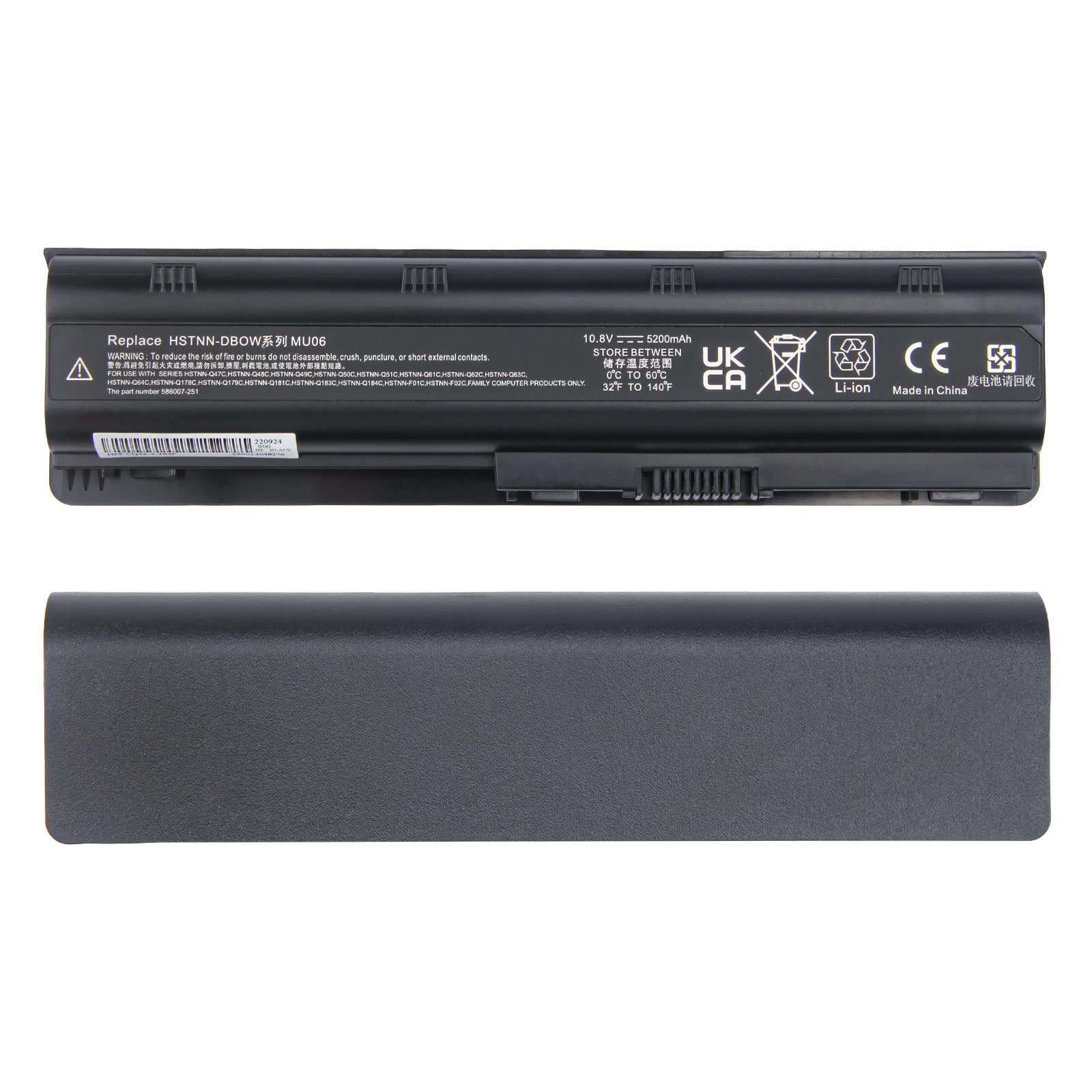 Oyomba MU06 MU09 Batterie Ordinateur Portable 11.1V 5200mAh Pour HP G62 G42 DV6 DV7 G6 G7 DM4 - 593553-001 586028-341