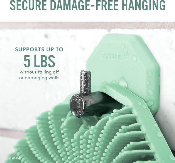 Sud Scrub Body Scrubber + Face Scrubber + Extender Handle + Shower Hook Set (Mint)