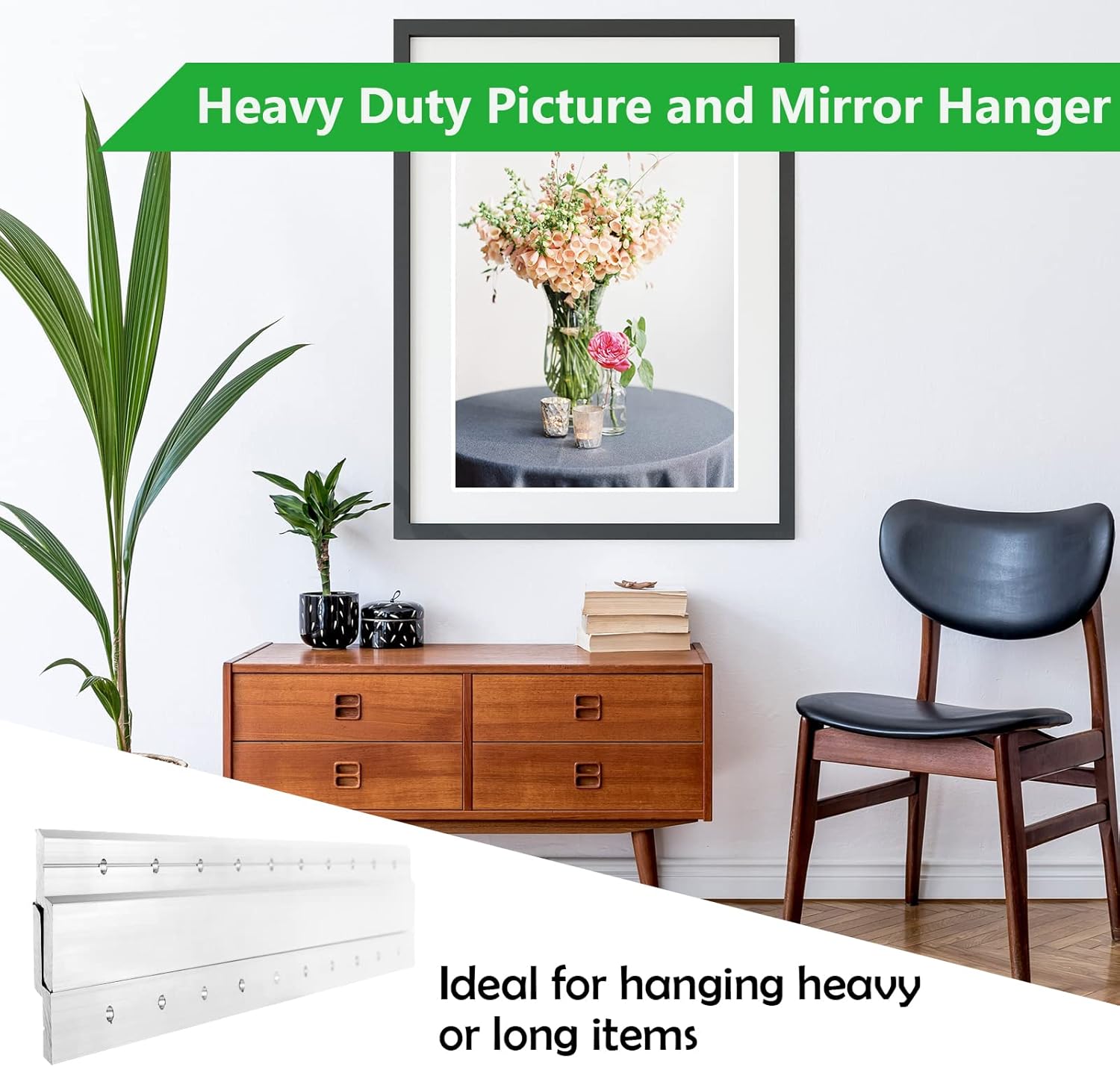 4PCS 17 Inch French Cleat Hanger, Heavy Duty Metal Picture Hanger Z Bar Hanger, Interlocking Aluminum Z Clips for Hanging Picture Ledges Mirrors Headboard Wall Mounting Brackets Hardware Kit