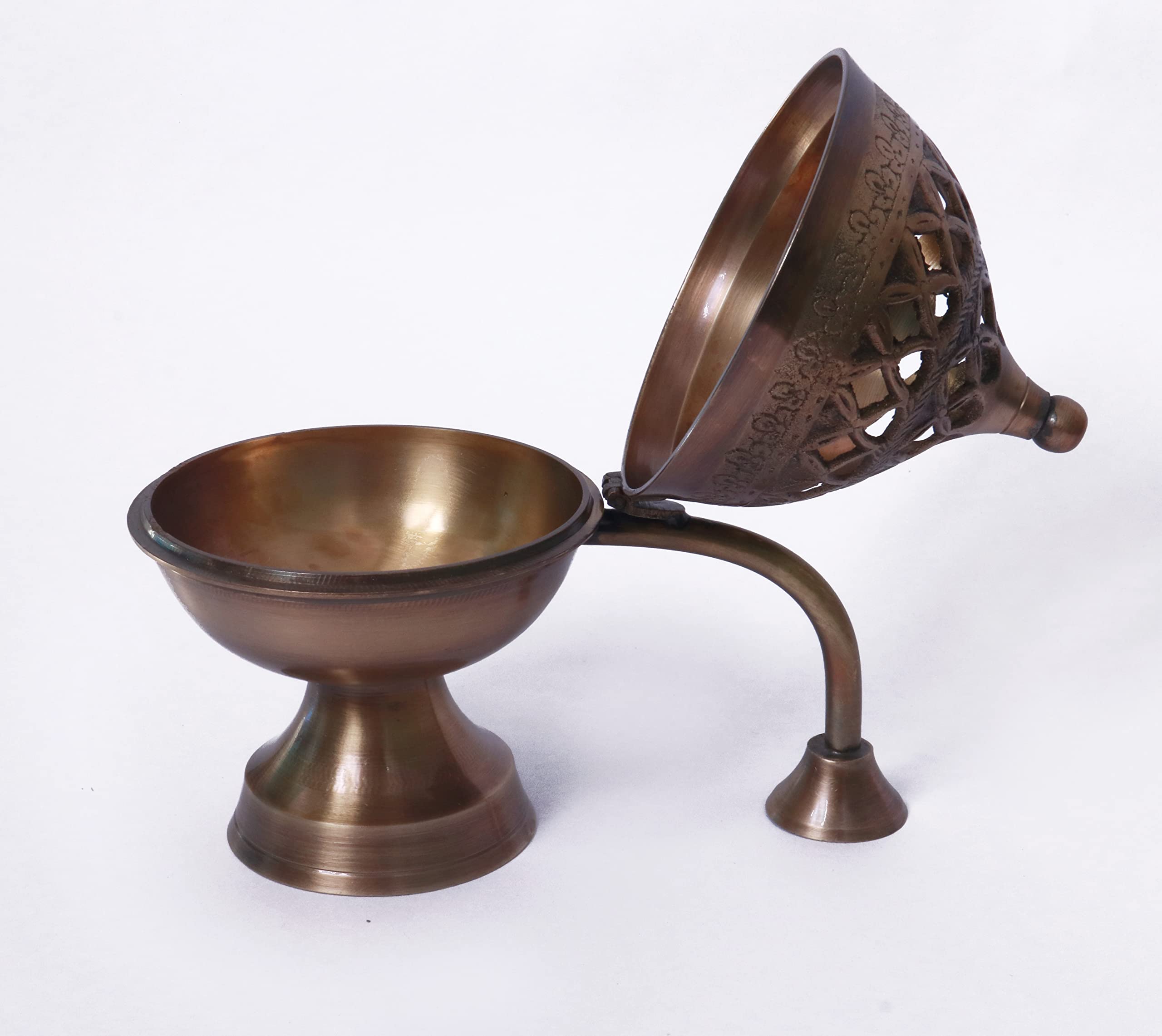 Bruciatore a carbone di dhuna antico in ottone Bakhoor Fumer Dhooni Dhoop Dani Dhuni, bruciatore Insence, porta incenso Dhuna per casa e ufficio articoli regalo diffusore di aromi