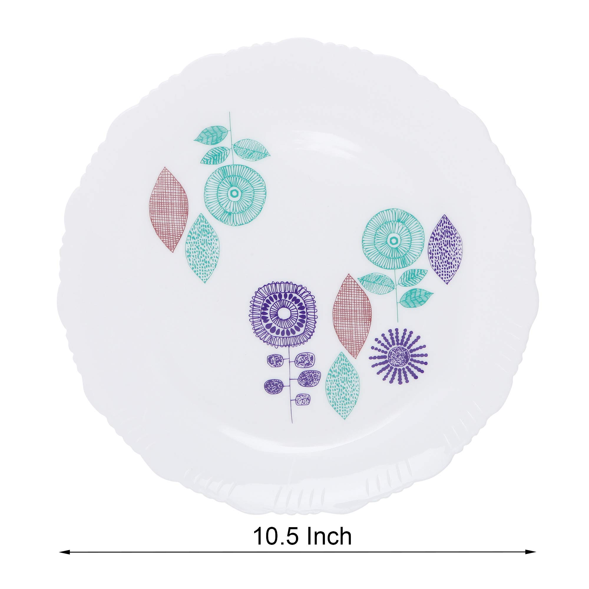 Cutting EDGE Round Serrated Edges Dinner Plates with Floral Printed Design for Families, Parties, Unbreakable, Kid Friendly, Microwave Safe, Dishwasher Safe, Big, Green (Set of 3) 4