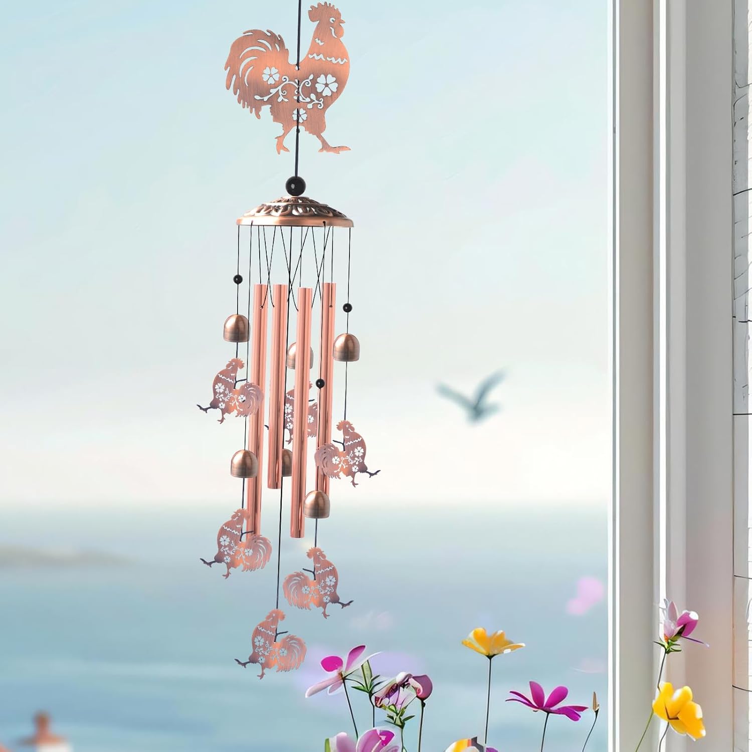 for Women,Chicken Wind Chimes Outdoor Birthday Gifts for Men/Mom/Grandma Rooster Metal WindChimes Outside/Indoors, Lawn, Patio, Garden Decor, Yard Decorations