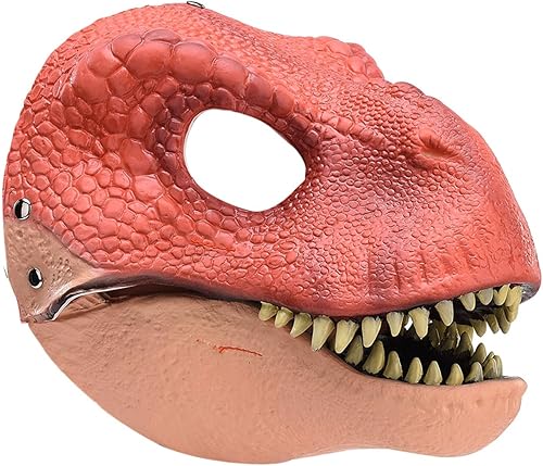 Miniatura 1 de MANMAOHE Máscara de dinosaurio de Halloween, máscara de látex suave, máscara de dinosaurio con mandíbula móvil, máscara de cabeza de dinosaurio