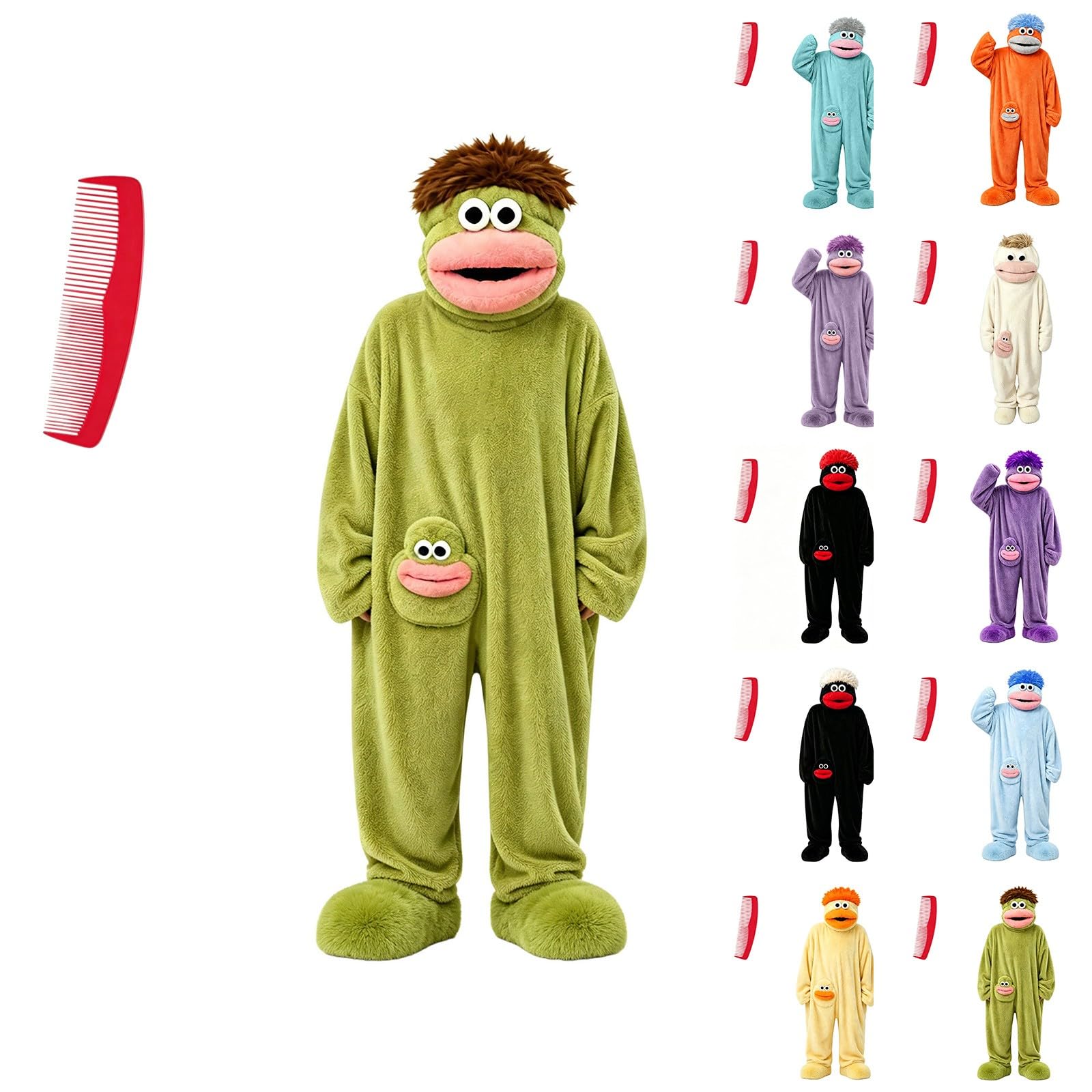 KOIEPG Funny Silly Onesie Children Big Mouth Monster Hooded One-Piece