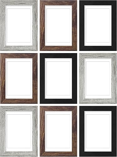 Vista 727 de Vittanly - Juego de 9 portarretratos, plexiglás resistente a rupturas, exhibe fotos de 12 x 12 pulgadas o, con paspartú, de 8 x 8 pulgadas, marcos