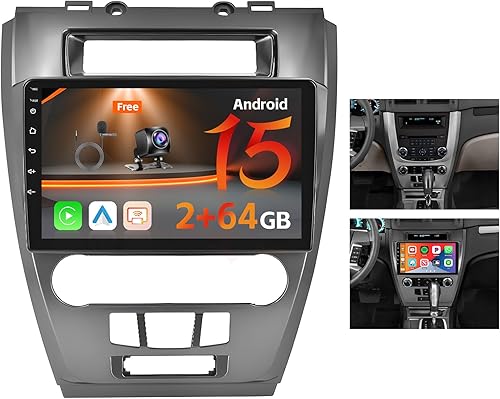 Roinvou 2G+64G Radio de coche para Ford Fusion Mondeo Mustang 2009-2012 con Carplay inalámbricoAndroid Auto, 10.1 pulgadas Android IPS pantalla