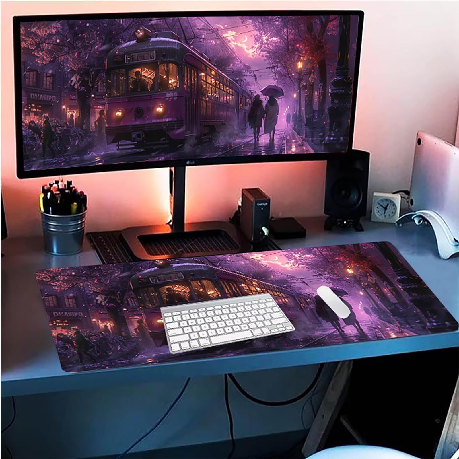 Tappetino Mouse XXL 1500 x 800 mm, Tappetino Mouse Strada, Gaming Mousepad Migliorare la Velocità e la Precisione, Mouse Pad con Base in Gomma Antiscivolo, Ufficio Accessori Gaming, Rosa B-4082